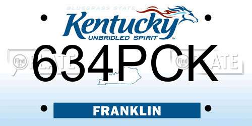 634PCK Kentucky License Plate