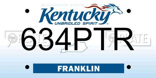 634PTR Kentucky License Plate