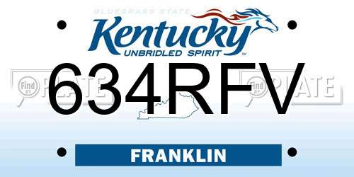 634RFV Kentucky License Plate