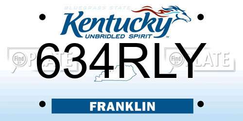 634RLY Kentucky License Plate