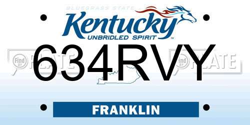634RVY Kentucky License Plate