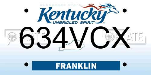 634VCX Kentucky License Plate