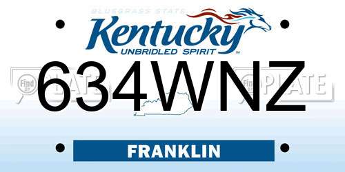 634WNZ Kentucky License Plate