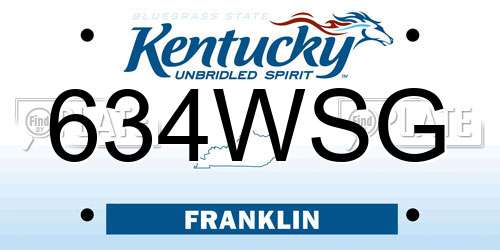 634WSG Kentucky License Plate