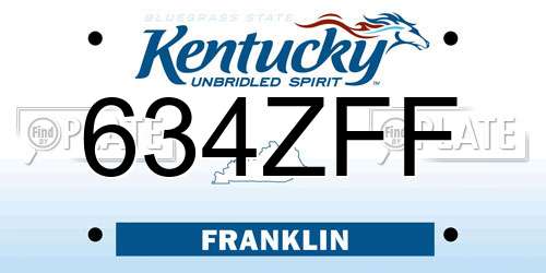 634ZFF Kentucky License Plate
