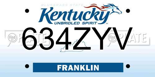 634ZYV Kentucky License Plate