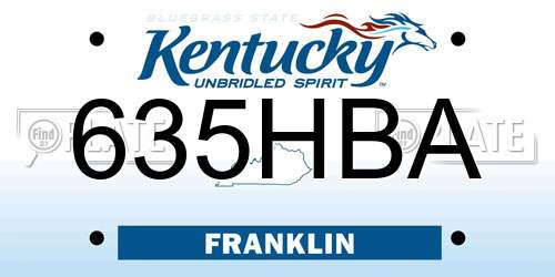 635HBA Kentucky License Plate