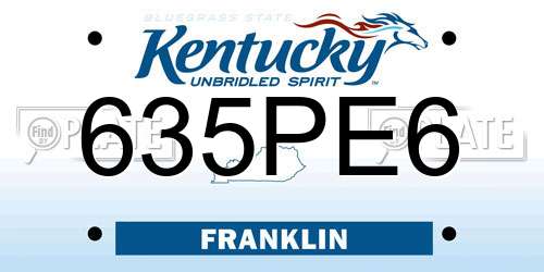 635PE6 Kentucky License Plate