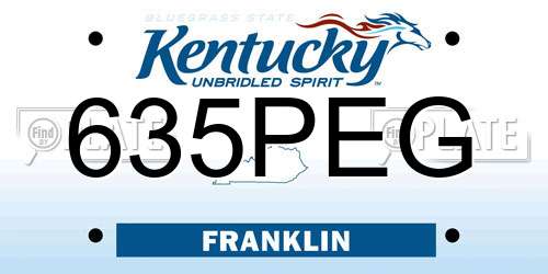 635PEG Kentucky License Plate