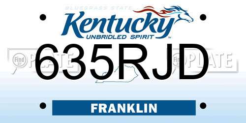 635RJD Kentucky License Plate