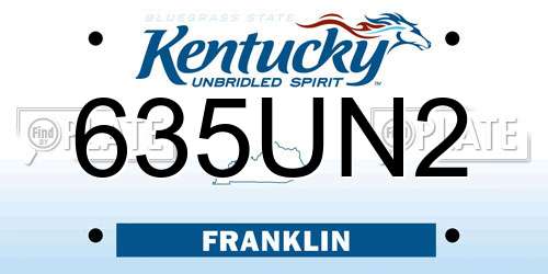 635UN2 Kentucky License Plate