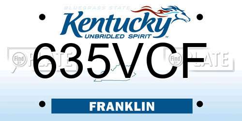 635VCF Kentucky License Plate