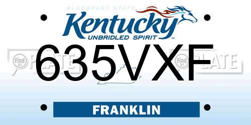 635VXF Kentucky License Plate