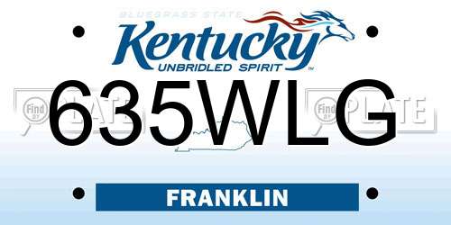 635WLG Kentucky License Plate