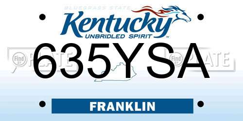 635YSA Kentucky License Plate
