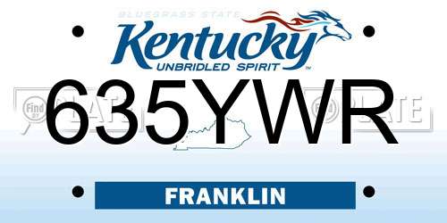 635YWR Kentucky License Plate