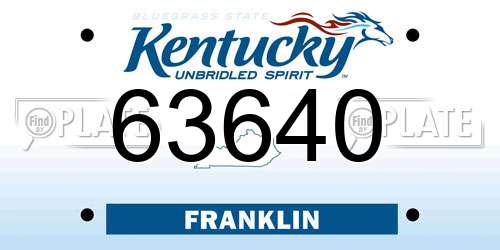 63640 Kentucky License Plate