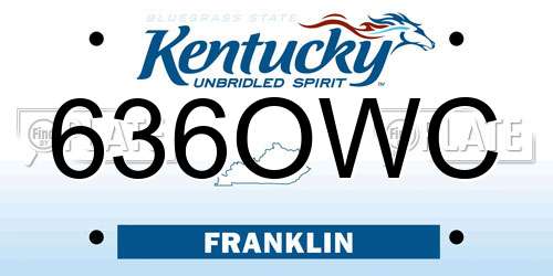 636OWC Kentucky License Plate