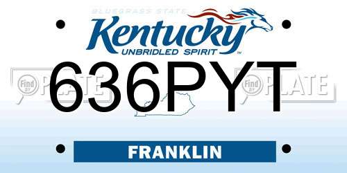 636PYT Kentucky License Plate