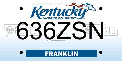 636ZSN Kentucky License Plate