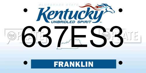 637ES3 Kentucky License Plate