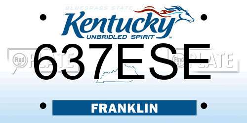 637ESE Kentucky License Plate