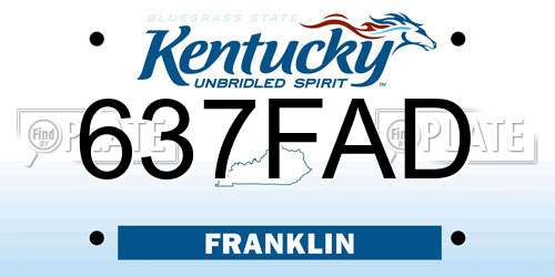 637FAD Kentucky License Plate