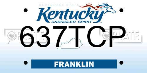 637TCP Kentucky License Plate