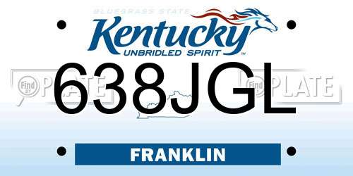 638JGL Kentucky License Plate