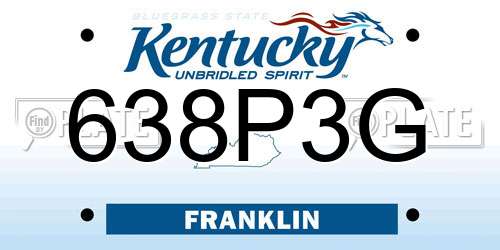 638P3G Kentucky License Plate