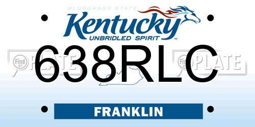 638RLC Kentucky License Plate