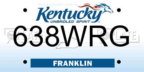 638WRG Kentucky License Plate