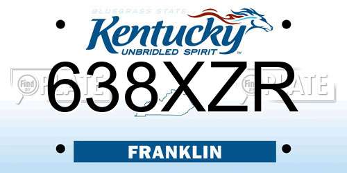 638XZR Kentucky License Plate