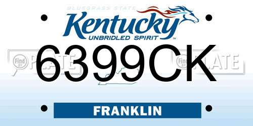 6399CK Kentucky License Plate
