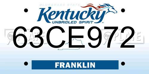 63CE972 Kentucky License Plate