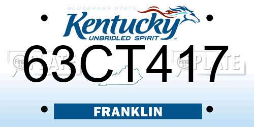 63CT417 Kentucky License Plate