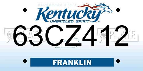 63CZ412 Kentucky License Plate