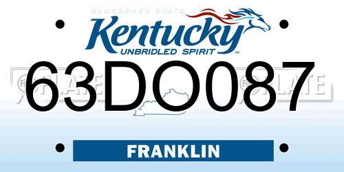 63DO087 Kentucky License Plate