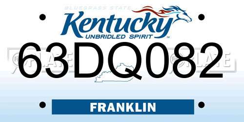 63DQ082 Kentucky License Plate