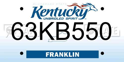 63KB550 Kentucky License Plate