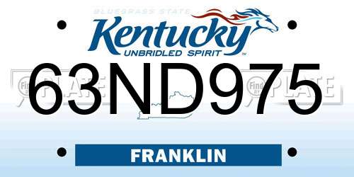 63ND975 Kentucky License Plate