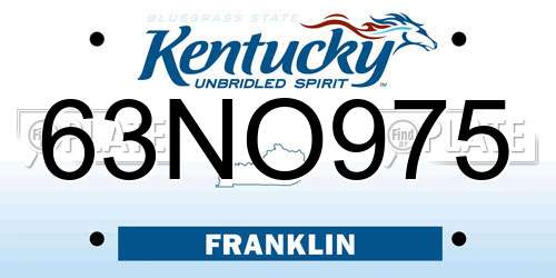 63NO975 Kentucky License Plate