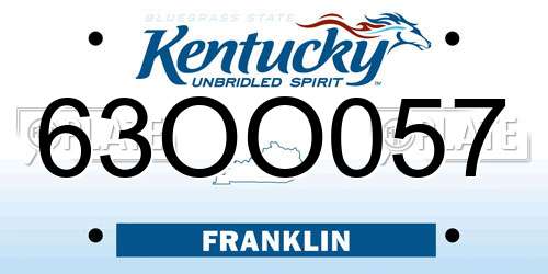 63OO057 Kentucky License Plate
