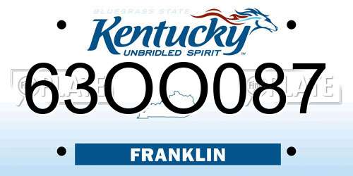 63OO087 Kentucky License Plate