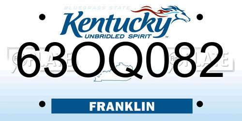 63OQ082 Kentucky License Plate