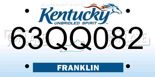 63QQ082 Kentucky License Plate