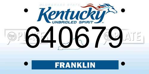 640679 Kentucky License Plate