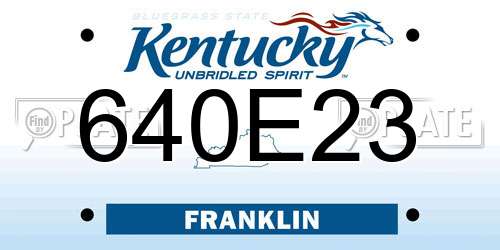 640E23 Kentucky License Plate