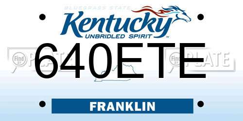 640ETE Kentucky License Plate