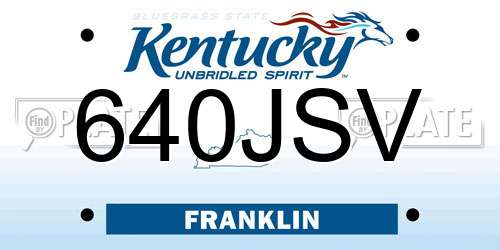 640JSV Kentucky License Plate